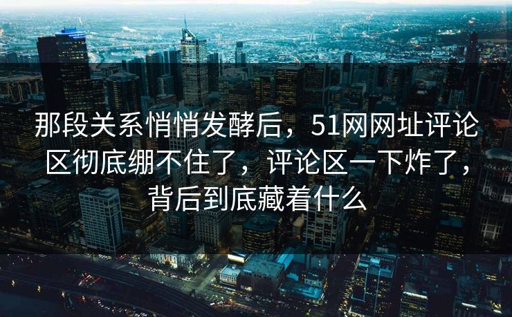 那段关系悄悄发酵后，51网网址评论区彻底绷不住了，评论区一下炸了，背后到底藏着什么