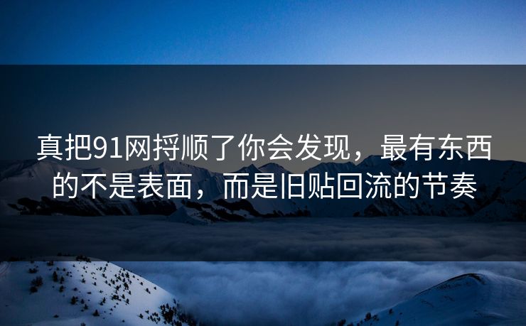 真把91网捋顺了你会发现，最有东西的不是表面，而是旧贴回流的节奏