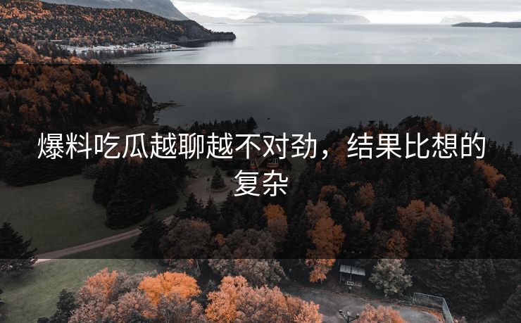 爆料吃瓜越聊越不对劲，结果比想的复杂