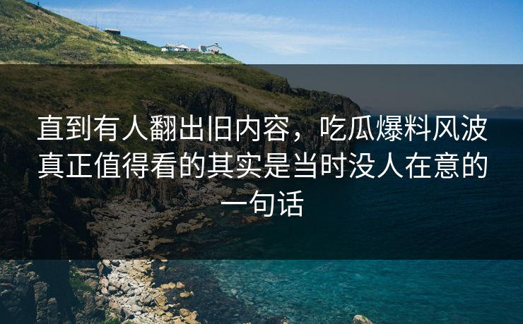 直到有人翻出旧内容，吃瓜爆料风波真正值得看的其实是当时没人在意的一句话