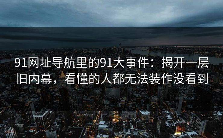91网址导航里的91大事件：揭开一层旧内幕，看懂的人都无法装作没看到