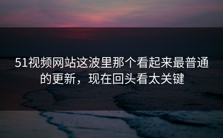 51视频网站这波里那个看起来最普通的更新，现在回头看太关键