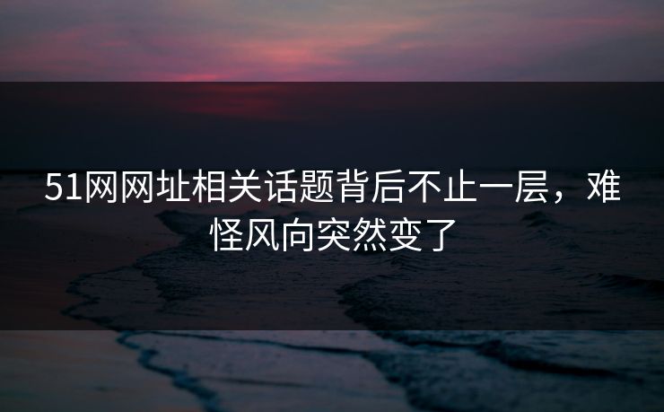 51网网址相关话题背后不止一层，难怪风向突然变了