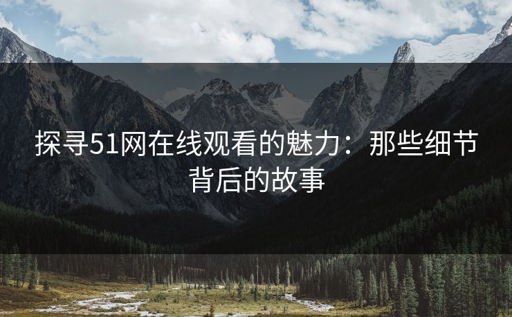 探寻51网在线观看的魅力：那些细节背后的故事