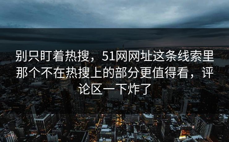 别只盯着热搜，51网网址这条线索里那个不在热搜上的部分更值得看，评论区一下炸了