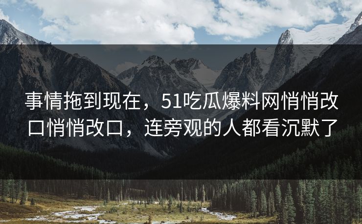 事情拖到现在，51吃瓜爆料网悄悄改口悄悄改口，连旁观的人都看沉默了