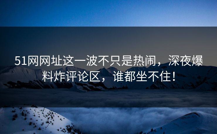 51网网址这一波不只是热闹，深夜爆料炸评论区，谁都坐不住！