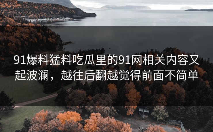 91爆料猛料吃瓜里的91网相关内容又起波澜，越往后翻越觉得前面不简单